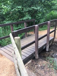One of the completed small bridges across the streams at Lackford Lakes, the steel donated by AJN Steelstock