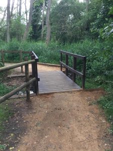 One of the completed small bridges across the streams at Lackford Lakes, the steel donated by AJN Steelstock