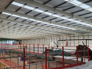 A view inside the warehouse in Biggleswade where AJN steel was used to support two floors and a staircase