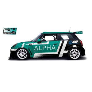 JCW AJN sponsored car with the logo on the back