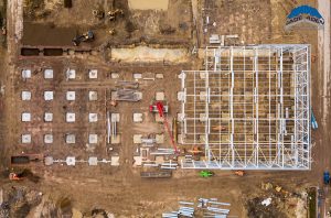 Parvalux Electric Motors drone shot of initial building stages